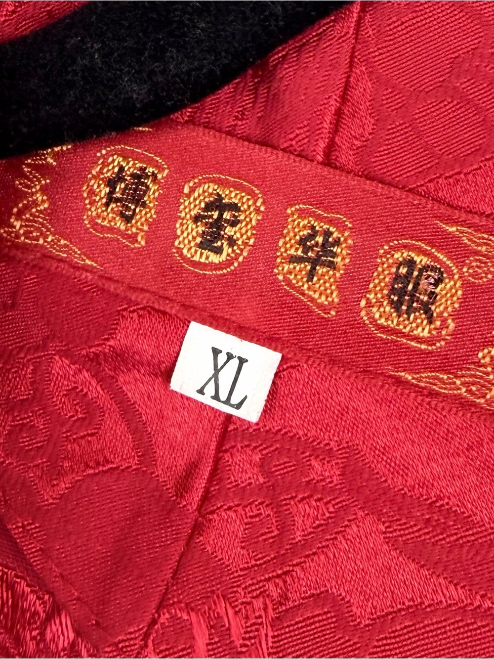 Red/Gold Floral Embroidered Mandarin Collar Sheath Mini Dress, XL - Picture 14 of 15
